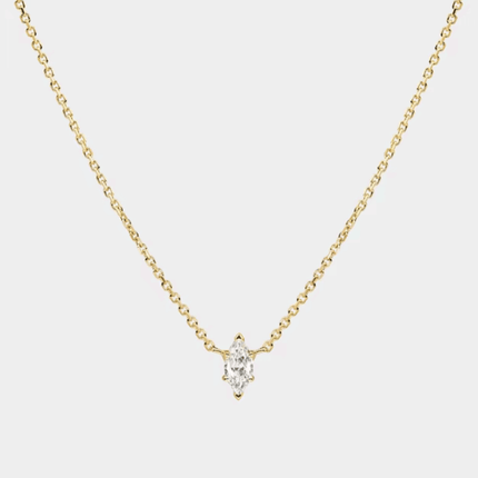 Moonbeam Dainty Cable Chain Necklace with Marquise-Cut Cubic Zirconia Pendant