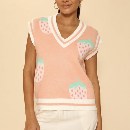 Strawberry knit vest