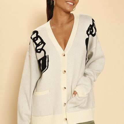 Lock and key chain cardigan