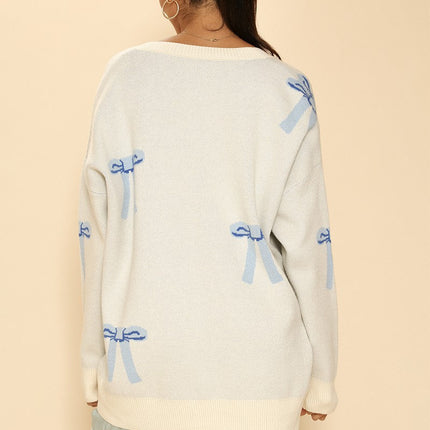 All over bow knit cardigan