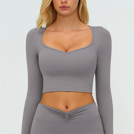 The Lushness Long Sleeve Crop Top Flared Leggings 2-Piece Set