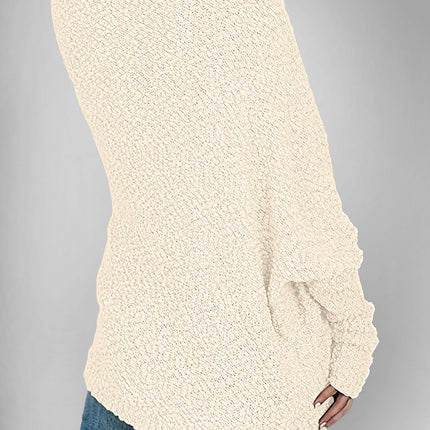 Velvet Bloom Pocketed Open Front Long Sleeve Women Cardigan
