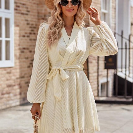 Long sleeve wrap front dress