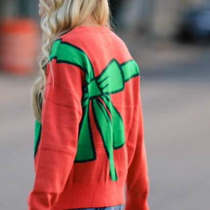 Bow wrap Christmas sweater
