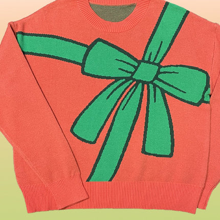 Bow wrap Christmas sweater