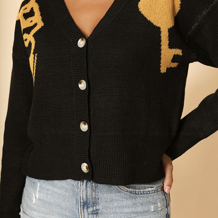 Lock and key chain cropped cardigan