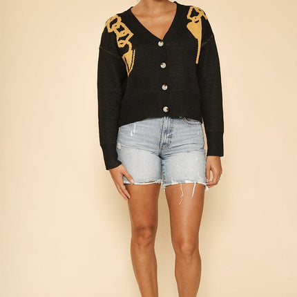 Lock and key chain cropped cardigan