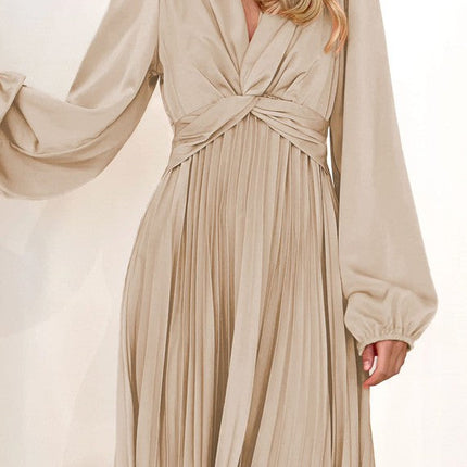 Pleated long sleeve dress