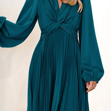 Pleated long sleeve dress