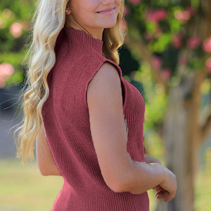 Cropped knit sleeveless sweater