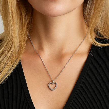 Crystal Heart Necklace with Cubic Zirconia Stones