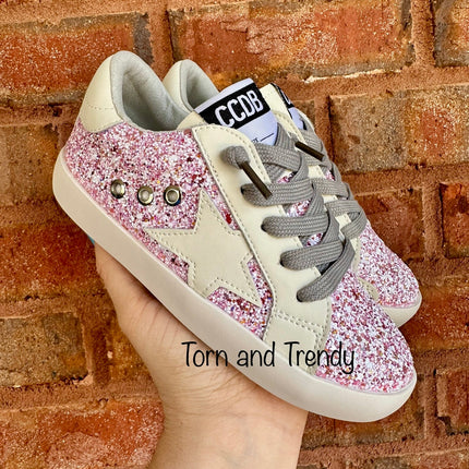 Pink Glitter White Star Sneaker