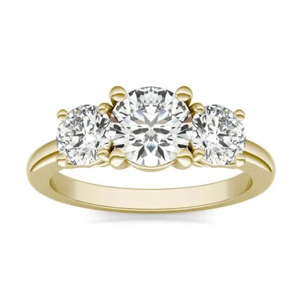 2 CTW AGI Certified Lab Grown Diamond (G-VS) Three Stone Engagement Ring in Choice of 14K Yellow or 14k White Gold
