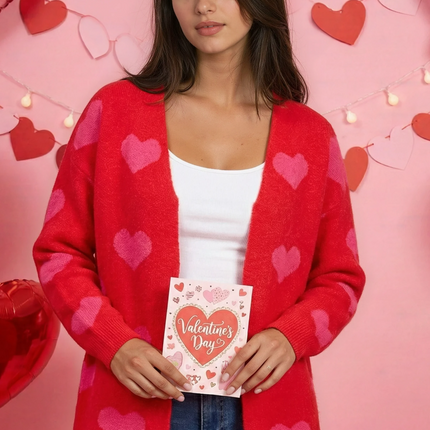 Open Front Heart Cardigan