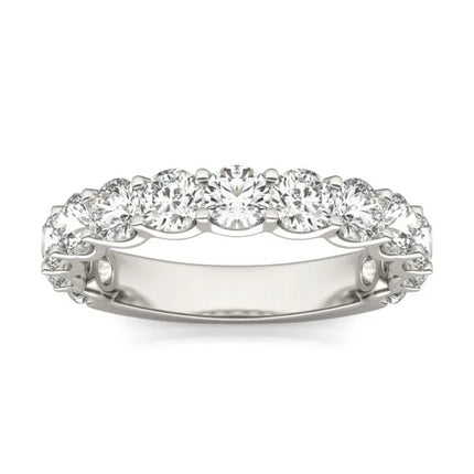 2 1/15 CTW Lab Grown Round Cut Diamond Half Eternity Ring in 14K White Gold - G-VS