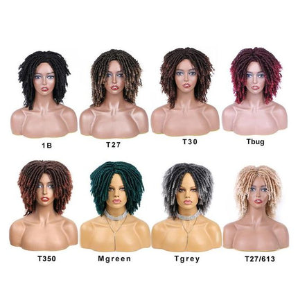 6" Short Dreadlock Wig | Curly Twisted Braid | Heat Resistant Synthetic Wig | Black & Brown