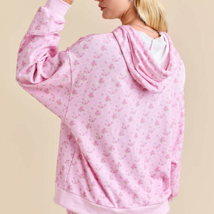 Floral Printed Hoodie And Short Set