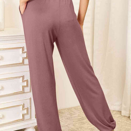 Basic Bae Full Size Soft Rayon Drawstring Women Waist Pants with Pockets