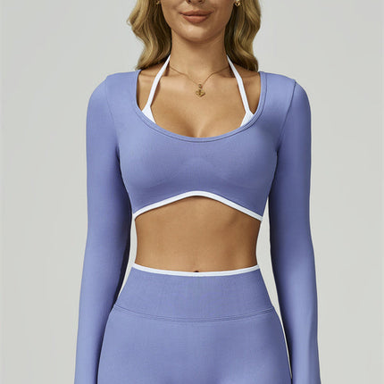 The Prime Line Long Sleeve Crop Top Shorts 2-Piece Set
