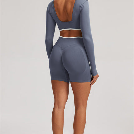 The Elevate Long Sleeve Crop top Shorts 2-Piece Set