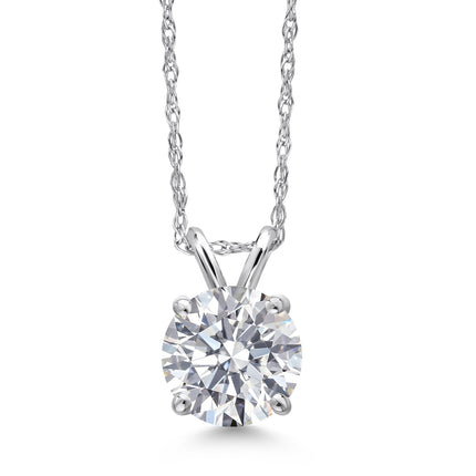 1.00 CTW Lab-Grown Round Diamond Solitaire Pendant in Solid 14K Gold – F Color, VS Clarity, AGI Certified