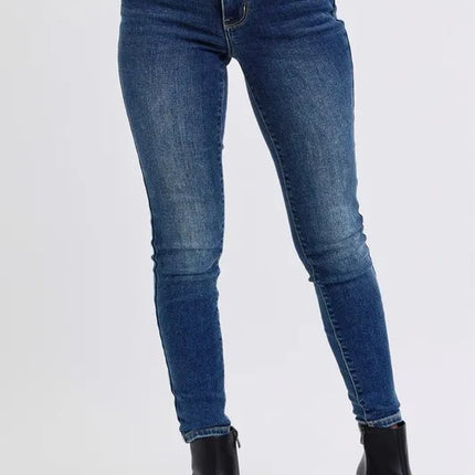 Judy Blue Full Size Run Mid-Rise Waist Skinny Women Jeans with Thermal Lining
