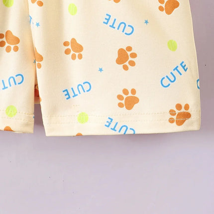 Children's Dog Short Sleeve Hoodie and Shorts Set