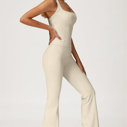 The Glacier Crop Tank Flared Leggings 2-Piece Set