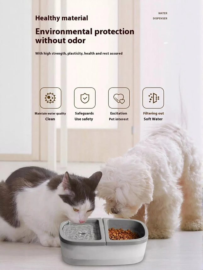 2-in-1 Automatic Water Dispenser & Food Pet Bowl