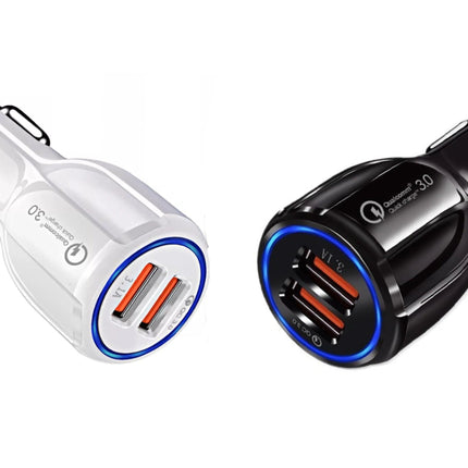 2 Pack 2 Port USB Fast Car Charger Adapter For Devices White