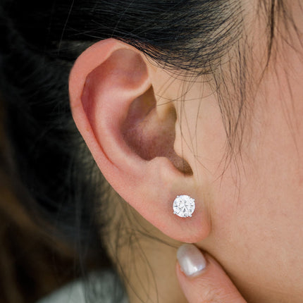 2.50 CTW Created Moissanite Stud Earrings in 14K Yellow Gold, Handcrafted in USA - F-G Color, VS Clarity