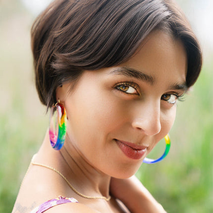 PRIDE Rainbow Tie Dye Lucite Hoops