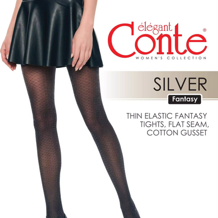Conte Silver 40 Den - Fantasy Women's Tights with a shimmery openwork honeycomb pattern (20С-94СП)