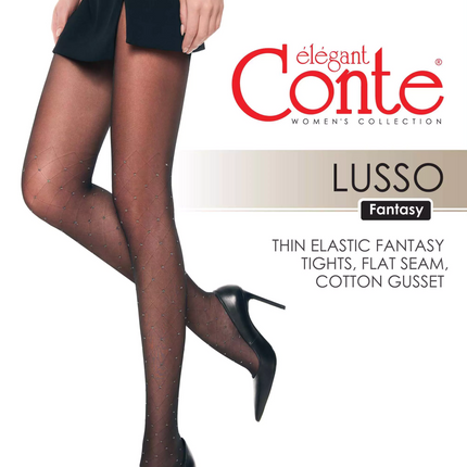 Conte Lusso 20 Den - Fantasy Thin Women's Tights with diamond pattern & lurex polka dots (20С-92СП)