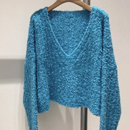 V neck crop sweater