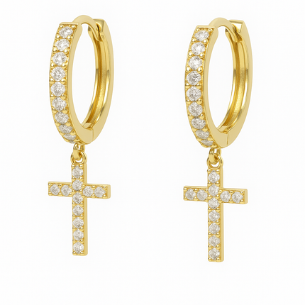 Cross Dangle Earrings with AAAAA Cubic Zirconia