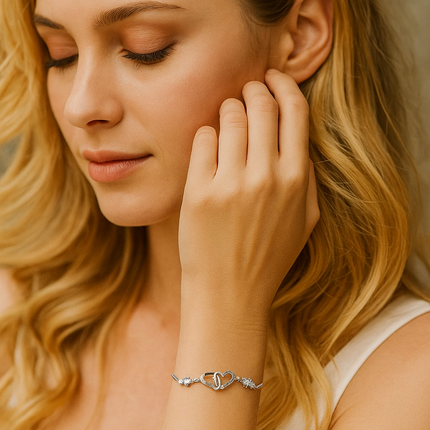 I Love You Bracelet with Cubic Zirconia