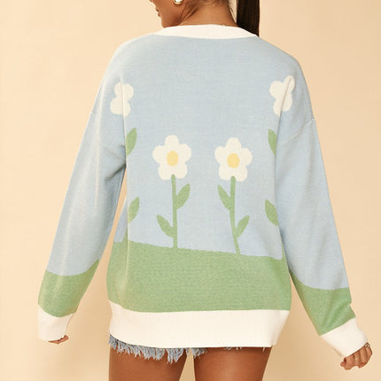 Flower field knit cardigan