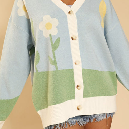 Flower field knit cardigan