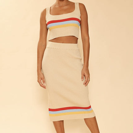 Retro stripe skirt set
