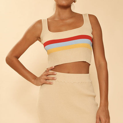 Retro stripe skirt set