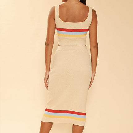 Retro stripe skirt set