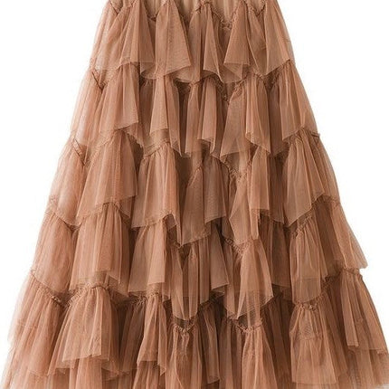 Tiered chiffon midi skirt