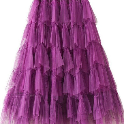 Tiered chiffon midi skirt