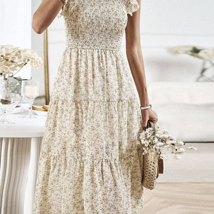 Miss Sparkling Floral Print Smocked Dress