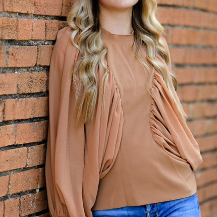 Puff mesh long sleeve top