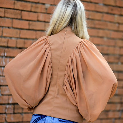 Puff mesh long sleeve top