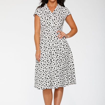 20552 Cat Paw Swing Dress in White