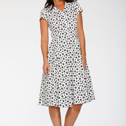20552 Cat Paw Swing Dress in White