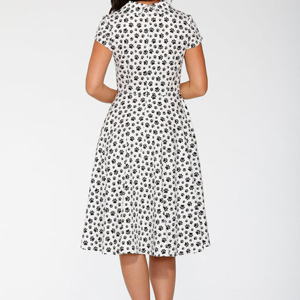 20552 Cat Paw Swing Dress in White